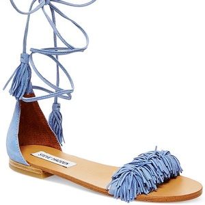 Steve Madden blue fringe lace up sandals